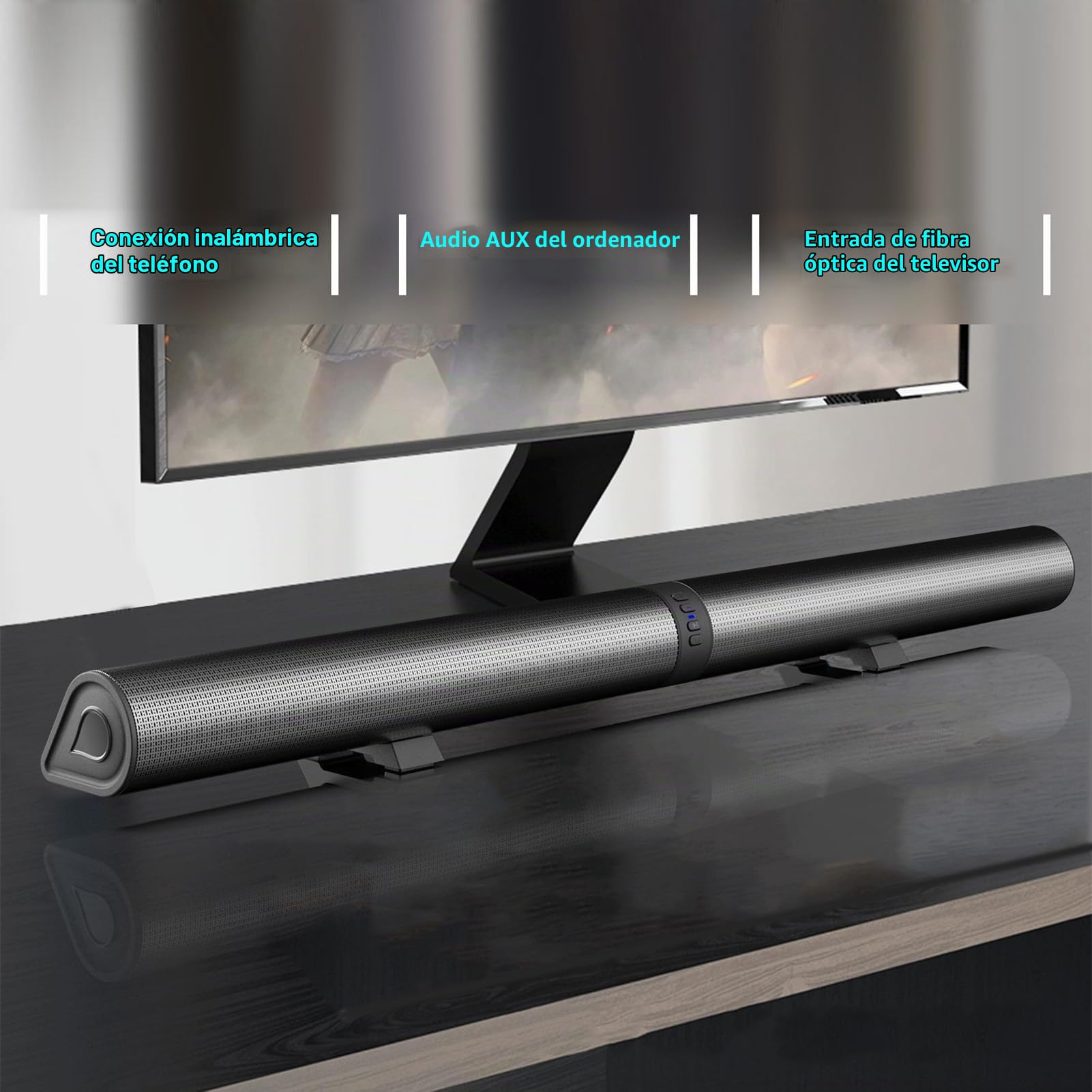 Barra de Sonido para TV Altavoz Inalámbrico 3D con Barra Sonido Bluetooth Altavoces Audio con Subwoofer Desmontable Sonido Envolvente Torre Cine Casa Barra Sonido Separable
