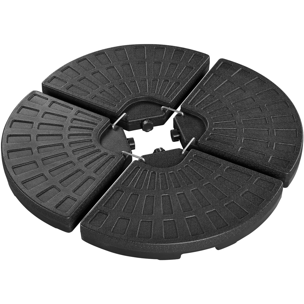 Yaheetech 4 Pièces Pieds de Parasol Noir Lestage pour Parasols 48,5 × 48,5 × 7,5 cm Rempli d’Eau 52L ou de Sable 66kg pour Terrasse Piscine Patio Jardin Restaurant