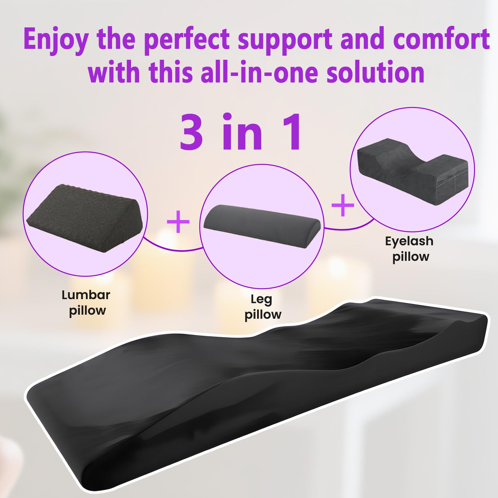 Lit à cils Wave - Surmatelas - 180 x 60 cm - Mousse ondulée - Ergonomique - Pour chaise longue cosmétique, table de massage, spa et salon de beauté (matelas uniquement)