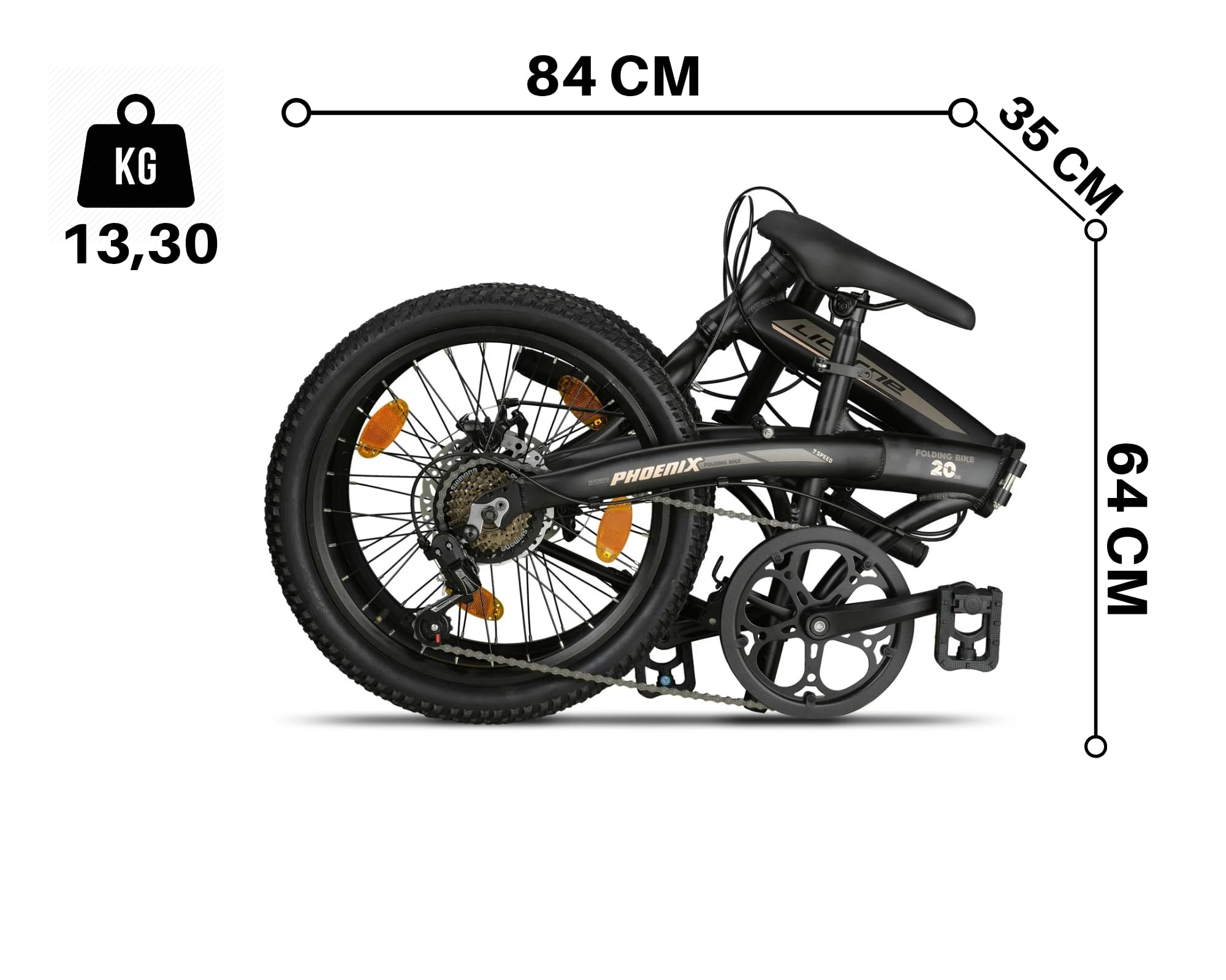Licorne Bike Phoenix 2D Cross 20 Zoll Aluminium Faltrad Klapprad Scheibenbremse Discbremse Faltfahrrad Herren Damen 7 Gang Kettenschaltung Folding City Bike Alu-Rahmen