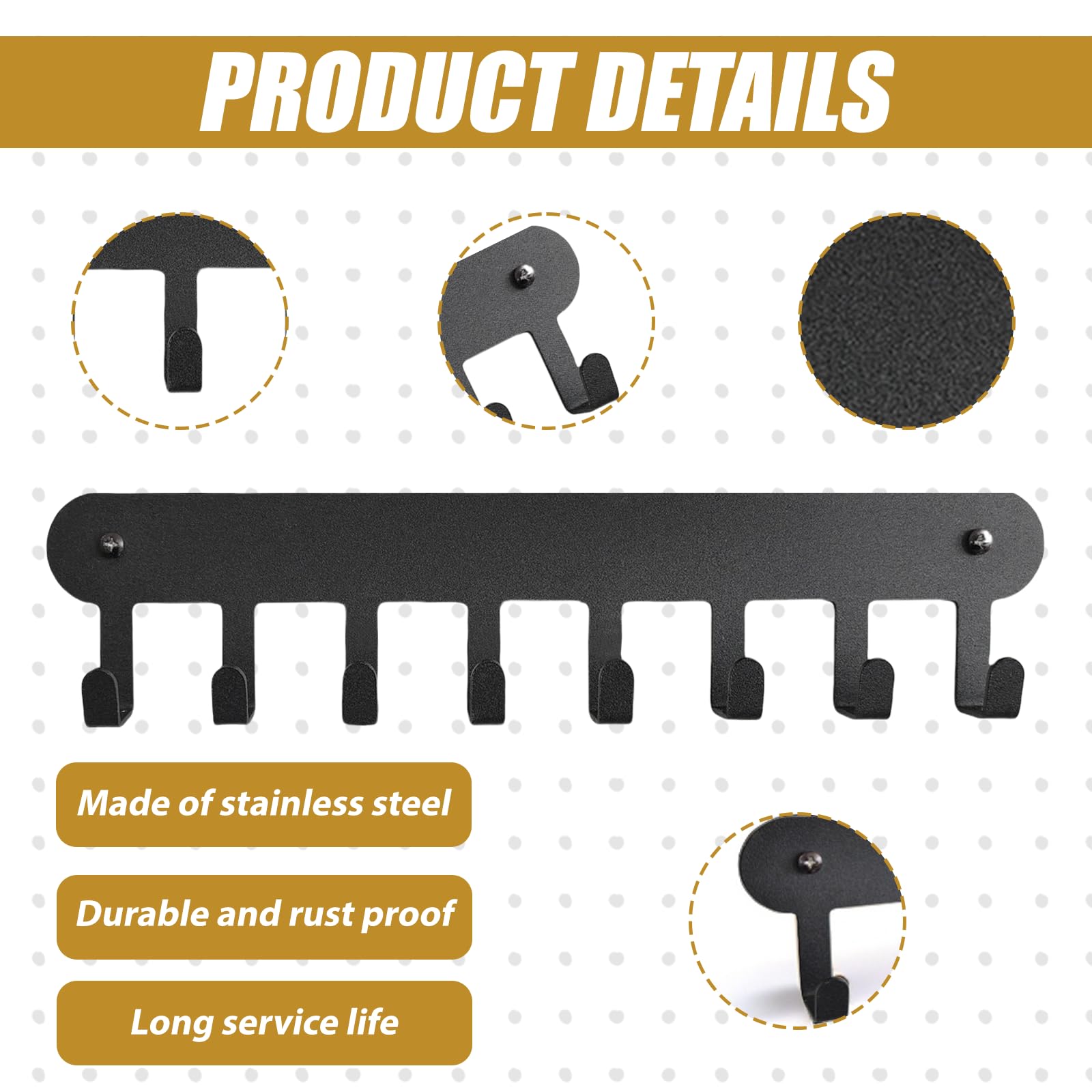 Wall Hook Luxvara 4 Pezzi Gancio Pieghevole, Gancio Per Appendiabiti, Ganci Pieghevoli Da Parete In Lega Di Zinco, Ganci A Muro Con Viti, Appendiabiti Richiudibili Per Bagno, Cucina E Ingresso (Nero Attaccapanni - 2