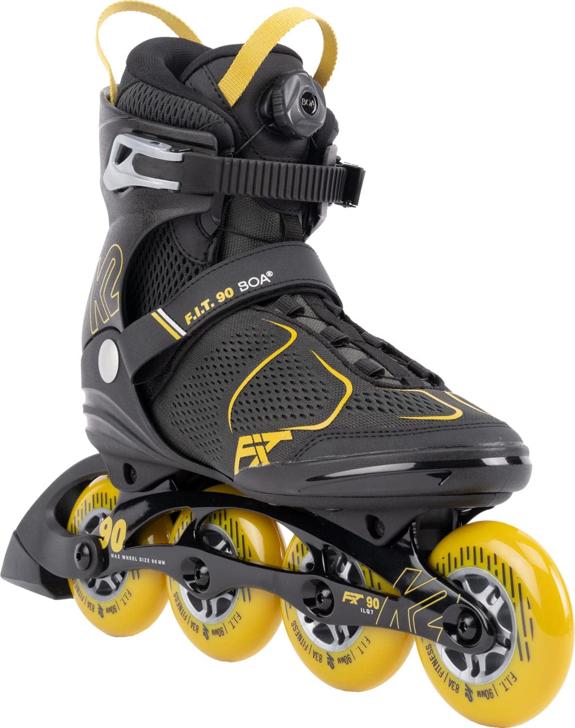 K2 F.I.T. 90 Boa Gray Mens Inline Skates - Gray/Mustard / 11.5