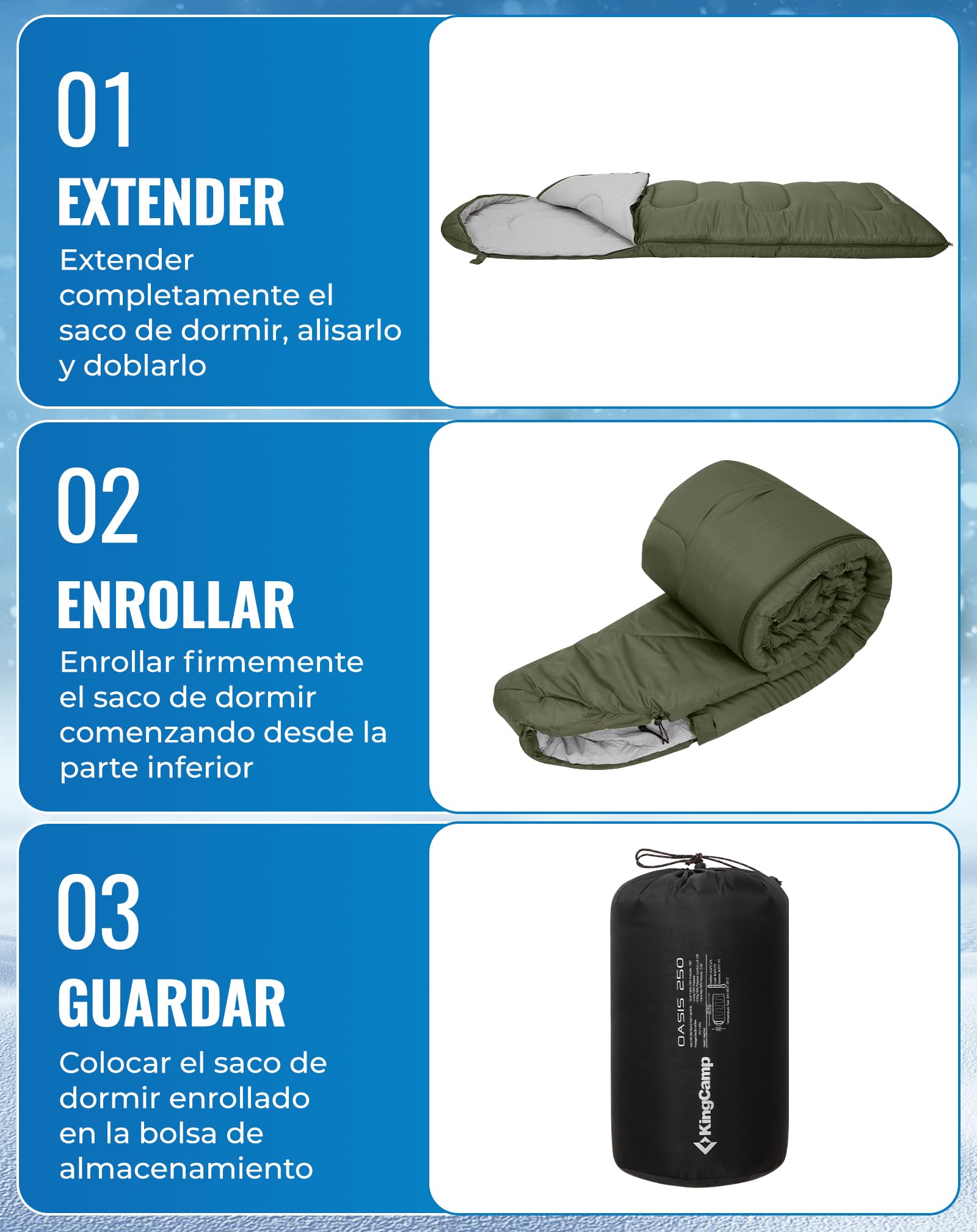 KingCamp Saco de Dormir Oasis 3-4 Estaciones Impermeable y Ligero para Camping (Niños y Adultos) - Conectable Izquierda/Derecha para Saco Doble, Ideal para Viajes y Actividades al Aire Libre — view 7