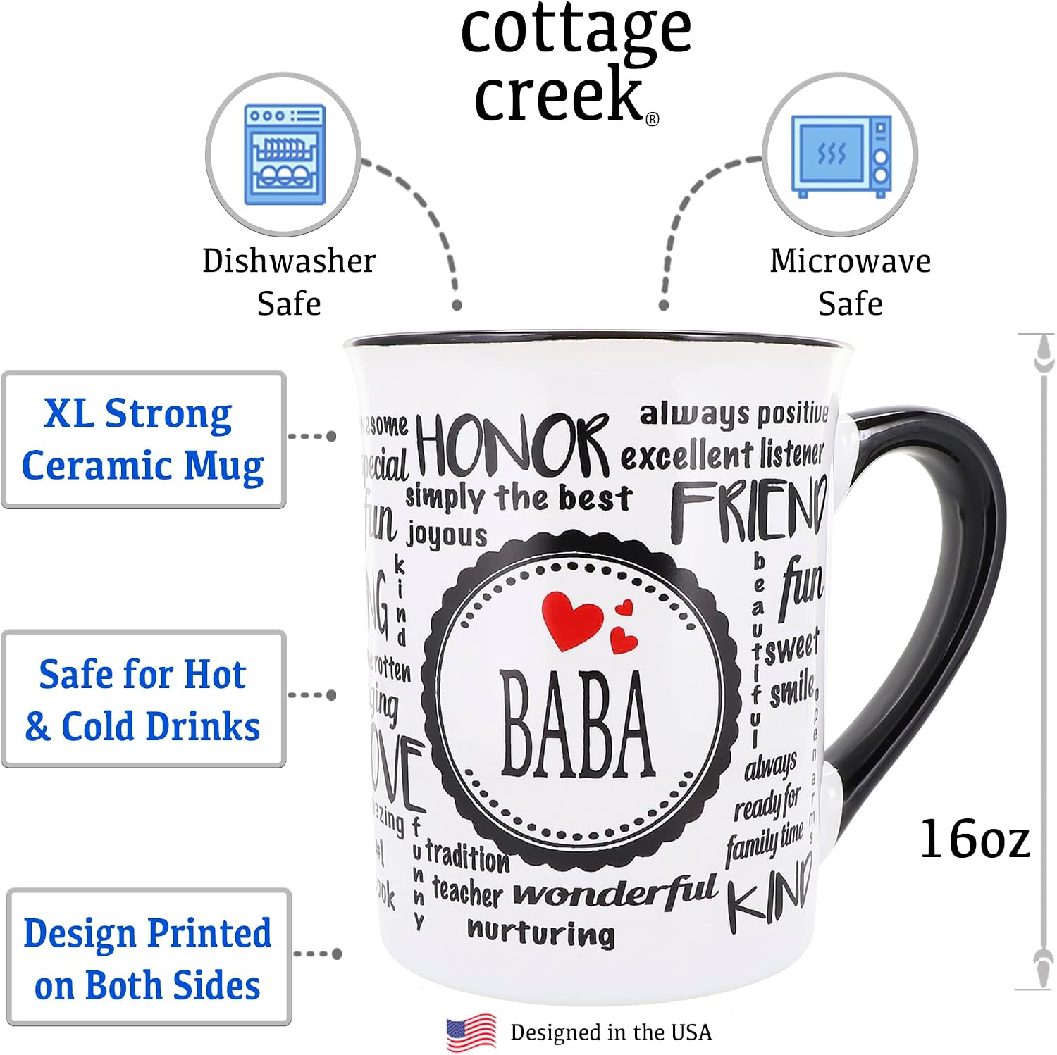 Cottage Creek Mugs 16oz Large Ceramic Baba Coffee Cup image 2