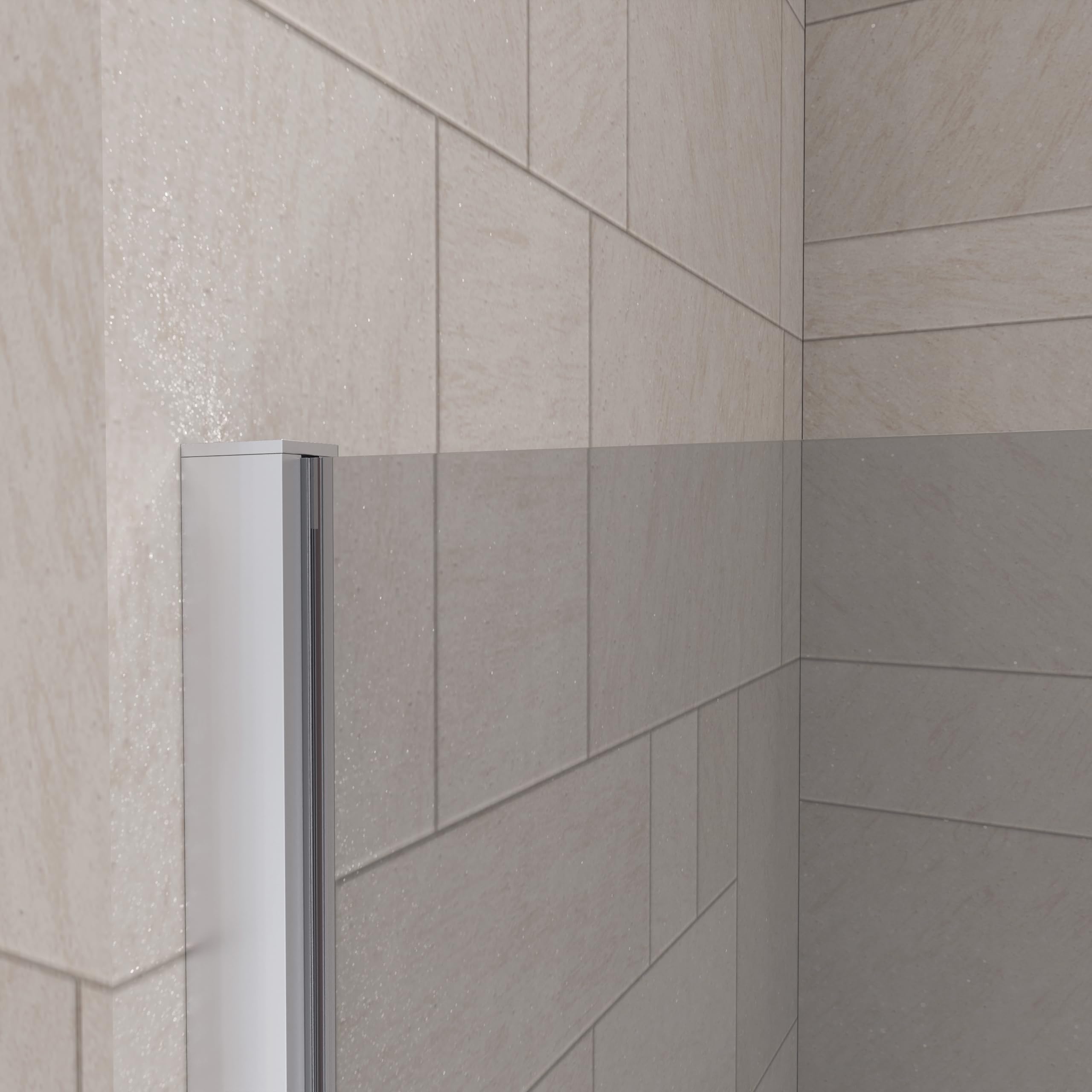 Mampara de Ducha Fija con Panel Abatible Cromo 60 cm + 40 cm – Cristal Templado 8 mm Antical – Mampara Walk In Reversible para Baño Moderno – HOGAKIS