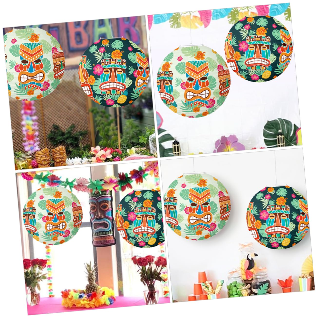 DOITOOL 3 Sätze Hawaiianische Partydekorationen Sternenpapier Couplet Lüfter Chinesisches Neujahr Deko Hawaii Party Dekoration Laterne Tropische Partydekorationen Eisendraht 2 Stück * 3