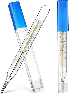 HEALEEP Glass Armpit Thermometer for Adults & Families - Accurate Dual-Scale Temp Measurement, 2-Pack with Storage Case