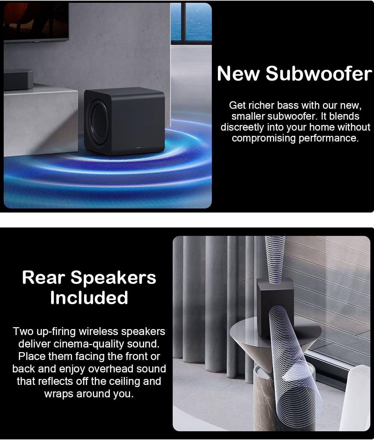 Samsung HW-Q930F Q-Series 9.1.4ch Soundbar w/Wireless Subwoofer & Rear Speakers, Dolby Atmos, DTS:X, Q-Symphony, SpaceFit Sound Pro, HDMI eARC, Full Surround Home Theater System, Titan Black 8 71i0GAY14LL. AC SL1412