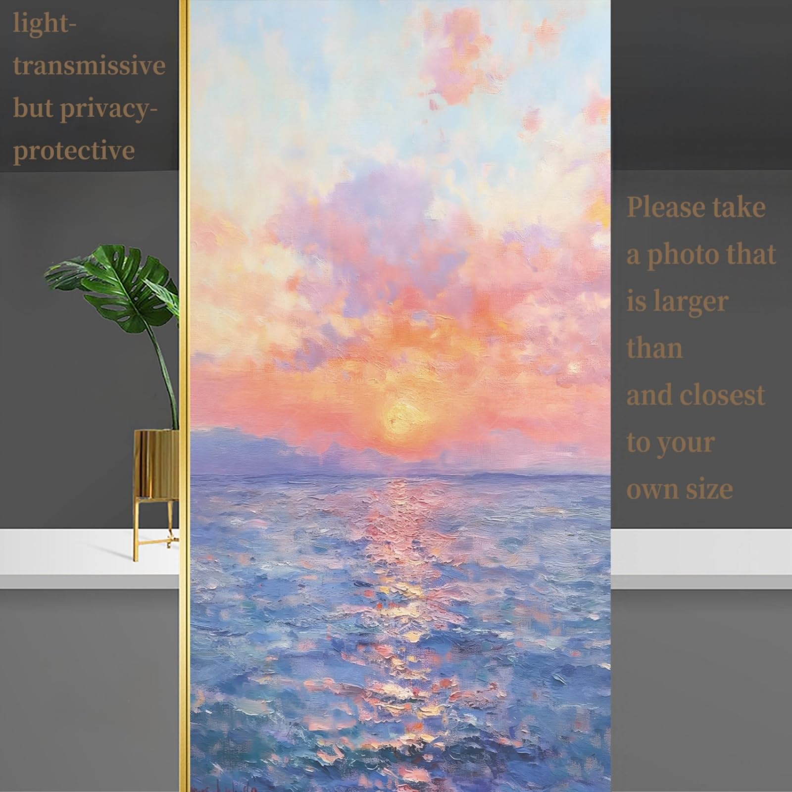 Pellicola Vetri Finestre 90X200CM Tramonto Pellicola Adesiva Per Vetri Oscurante,Autoadesiva,Pellicole Per Vetri Anti Uv,Privacy Finestre Per Casa/Ufficio