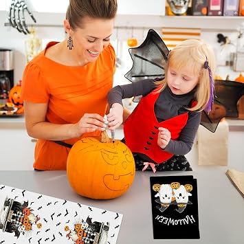 Kitchen Towels Halloween Kitchen Towels Funny Hand Towel for Bathroom Halloween Bathroom Decortions Pumpkin 4 Pcs Bat Ghost Truck Dish Cloths Gift for Home Wall Decor 16x24 Inch(White Black)