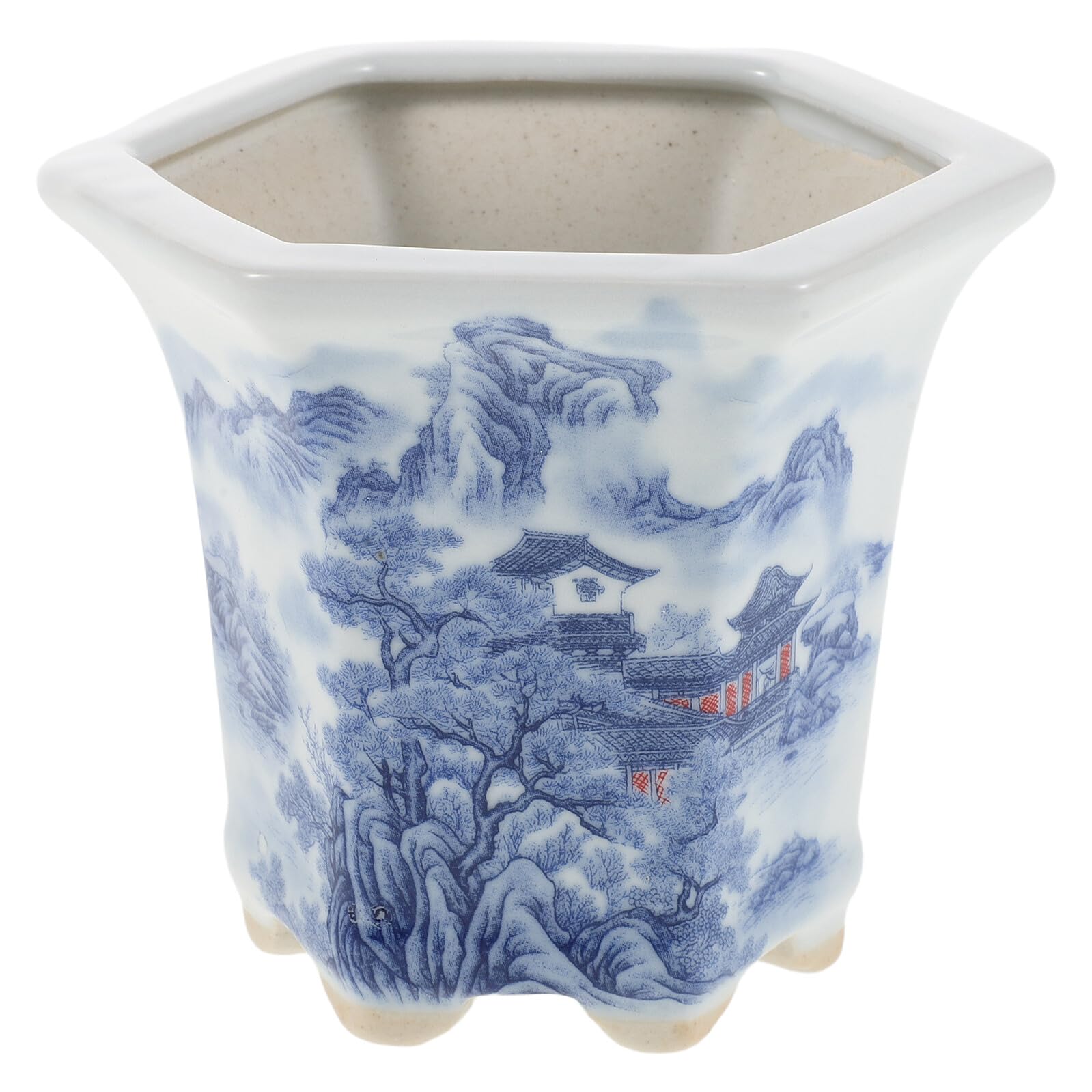 Pot de fleurs céramique chinoise petit contenant pour plante succulente et cactus d'intérieur
