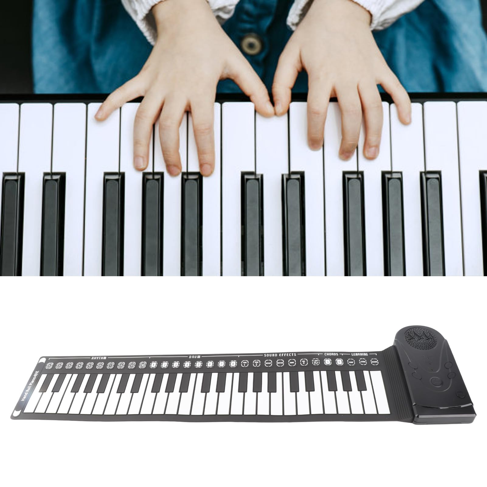 SENECESLI Piano Portatile, Controllo del Volume di 16 Livelli 49 Tasti a Rulli per all'aperto