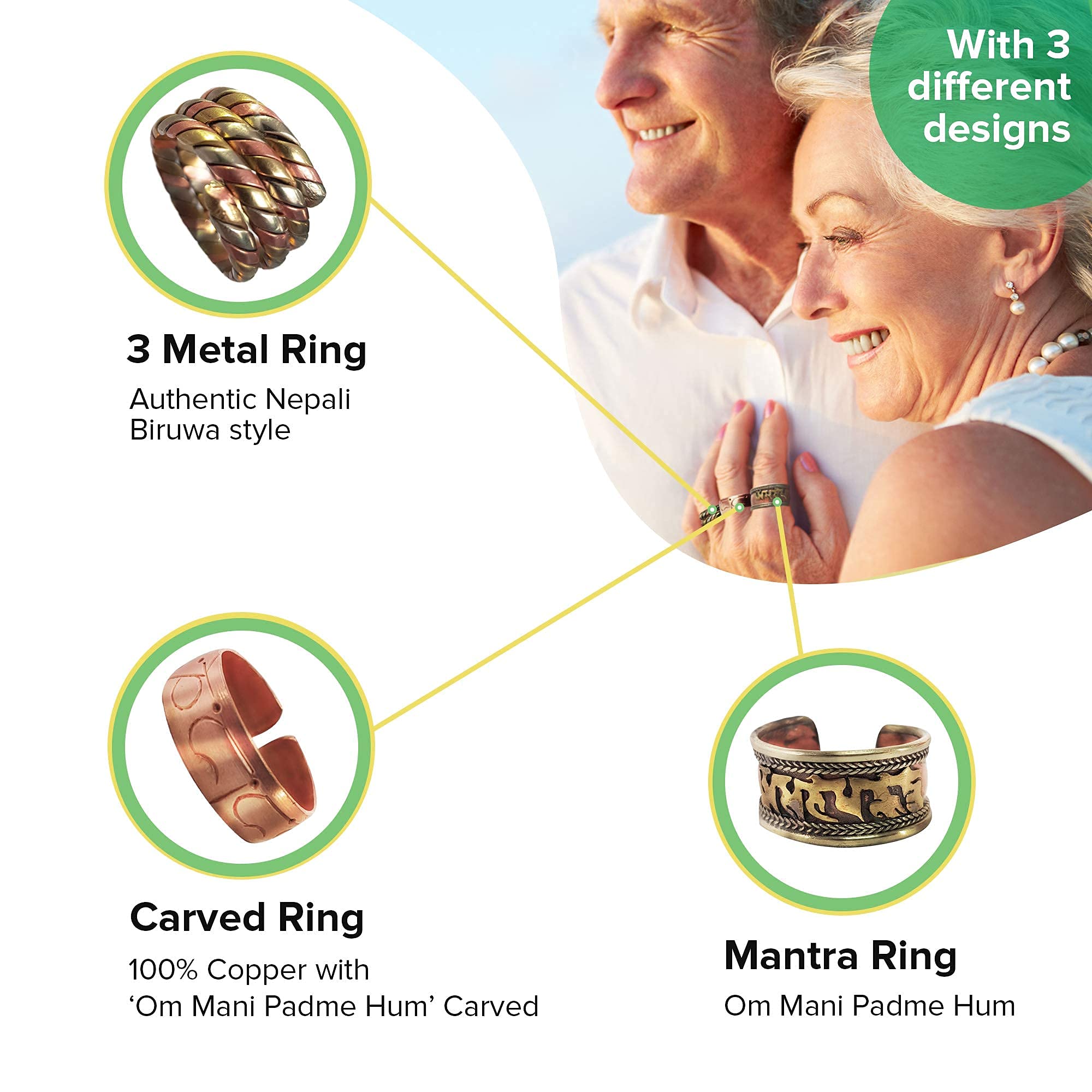 Hand 100 Pure Copper Rings Adjustable Healthy Copper Ring for