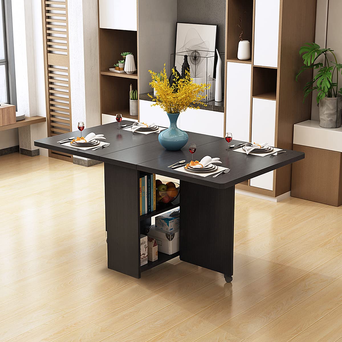 Buy DINAZA Folding Dining Table Drop Leaf Table for Small Spaces with 2