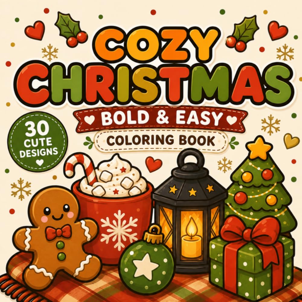 Cozy Christmas Coloring Book: 30 Cute and Simple Christmas Designs