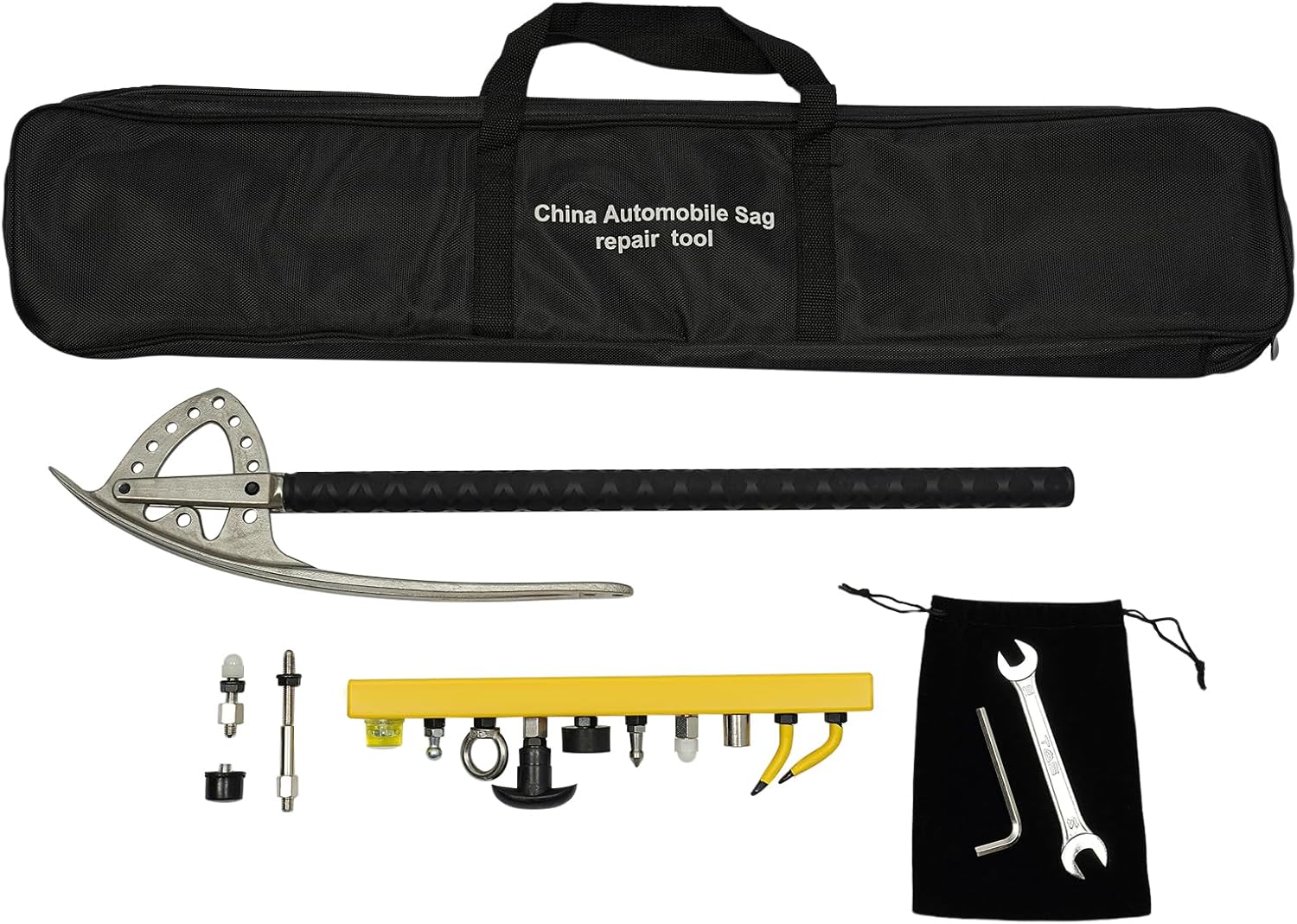 Professional Auto Dent Repair Kit - Adjustable Stainless Steel Fender Puller Tool with M8 Thread, Portable Storage Bag & Complete Accessories for DIY Car Body Dent Removal