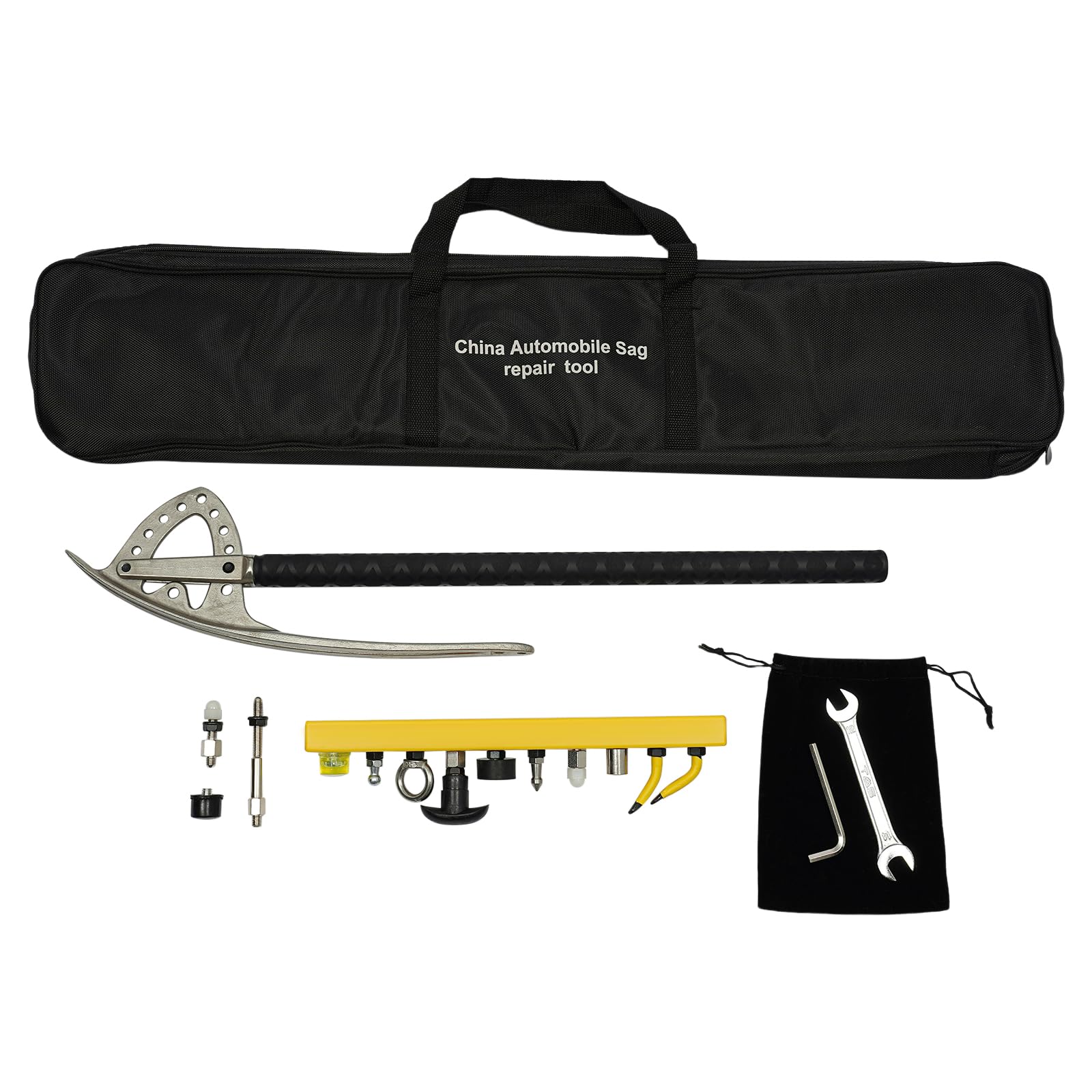 Professional Auto Dent Repair Kit - Adjustable Stainless Steel Fender Puller Tool with M8 Thread, Portable Storage Bag & Complete Accessories for DIY Car Body Dent Removal