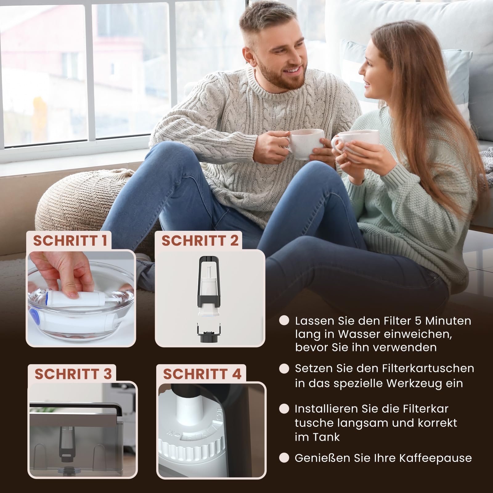 Wasserfilter für Sage, 4er Pack Water Filter für Sage Barista Express