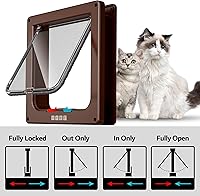 Vista 3 de Puerta extra grande para gatos, puerta para mascotas para perro o gato, 4 modos de interruptor de bloqueo puerta interior para puerta de gato