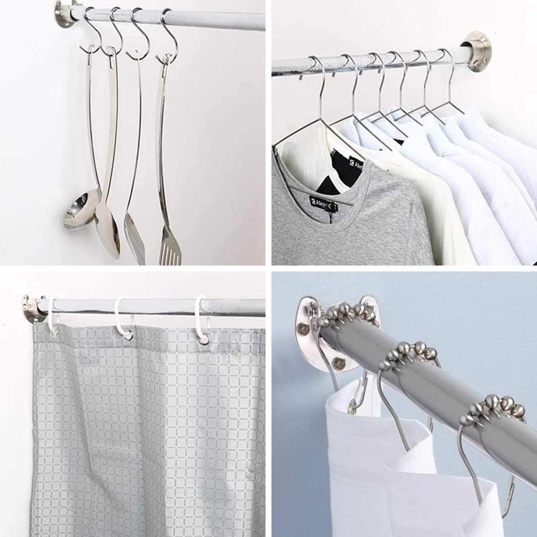 Rundrohr Halterung 6 Stück Stangenhalterung,Kleiderstangenhalter U-Form Gardinenstange Halter 25mm Edelstahl Kleiderschrank Stangenhalter für Garderobenstangen Duschvorhangstange