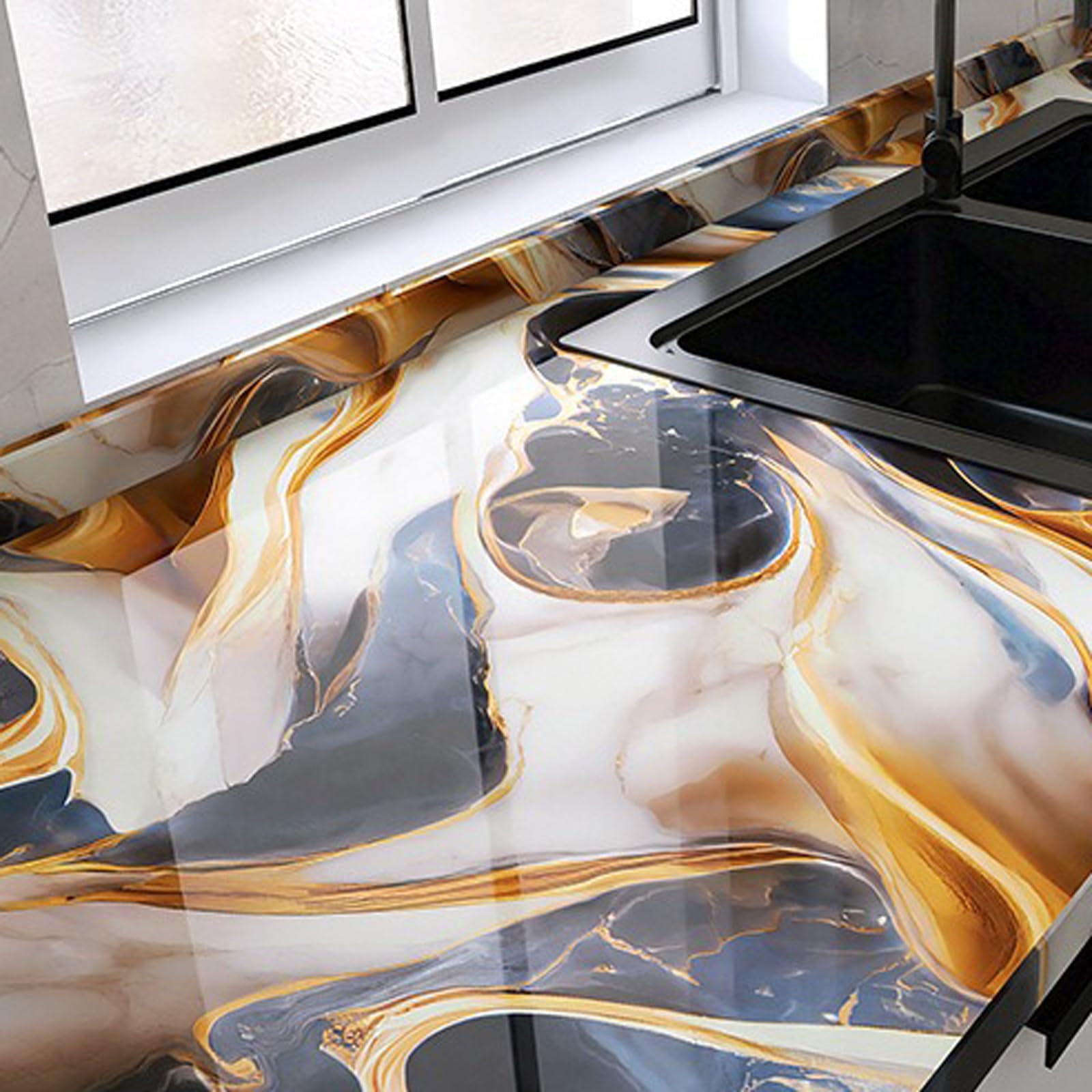 Foelanne Style 3 Back Self Adhesive Wallpaper, Pet Marble Contact Paper 60Cmx5-30M(,60Cm*10M)