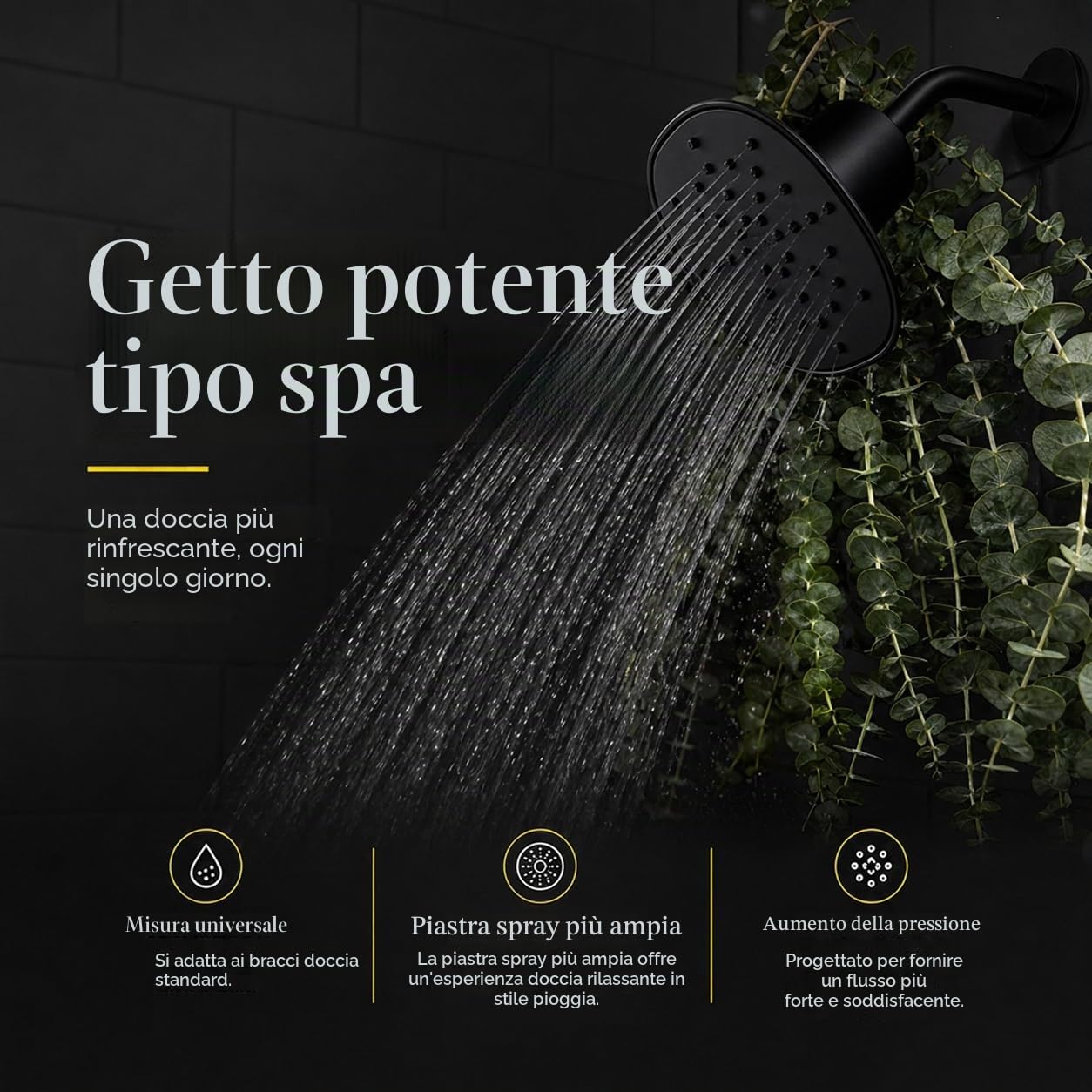 Afina Soffione doccia filtrato | Doccia ad alta pressione - Riduce prurito secco, forfora e eczema, migliorando pelle, capelli e unghie (nickel)