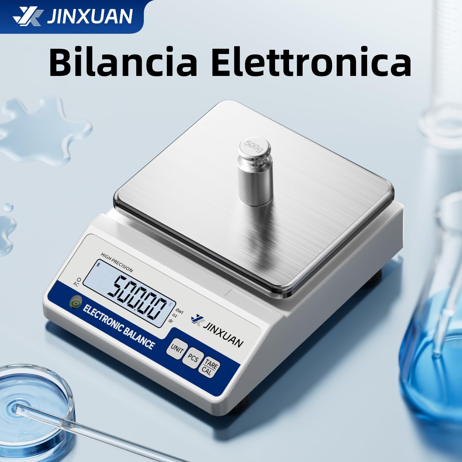 Bilancia da laboratorio, 6000 g x 0,01 g, bilancia analitica di precisione, bilancia digitale per gioielli, con una precisione di 0,01 g