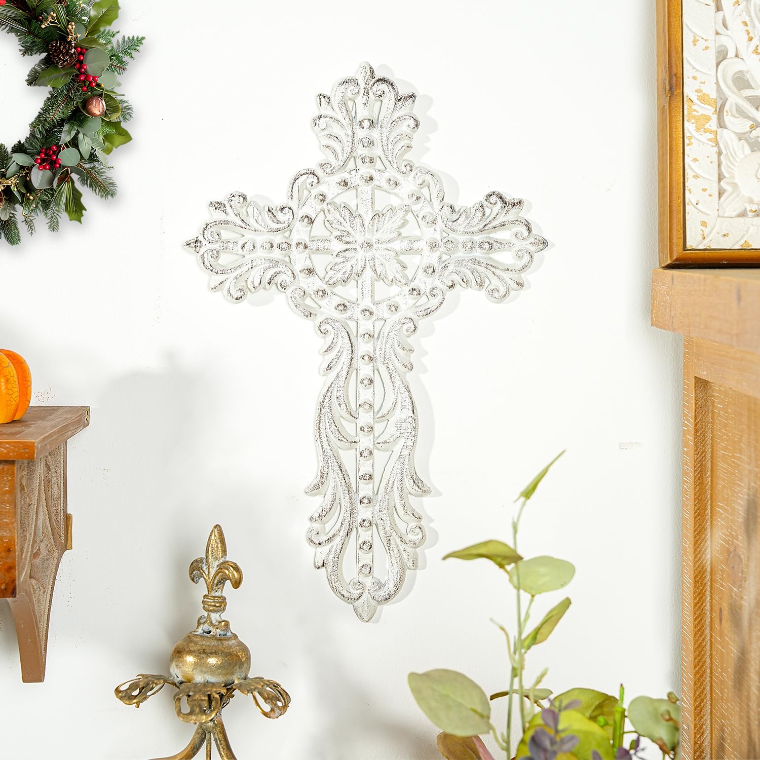Amazon.com: Sungmor Cast Iron Cross Wall Decor - Pretty & Ornate