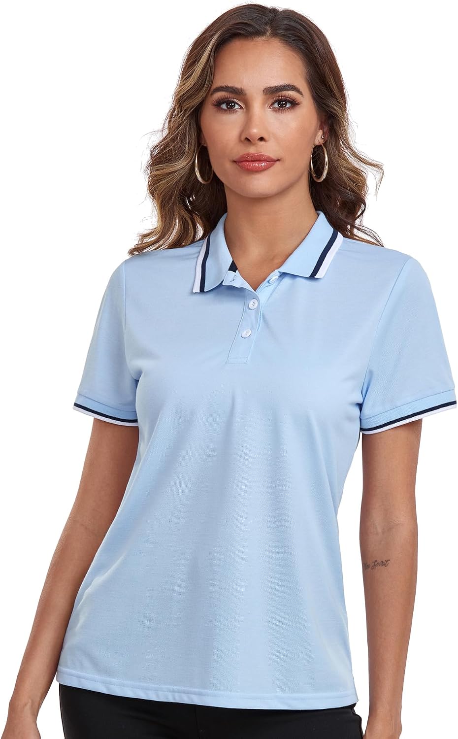 Little Beauty Womens Golf Shirt Short Sleeve Collared Polo Shirts for Women Zip Up Dry Fit Workout Tops