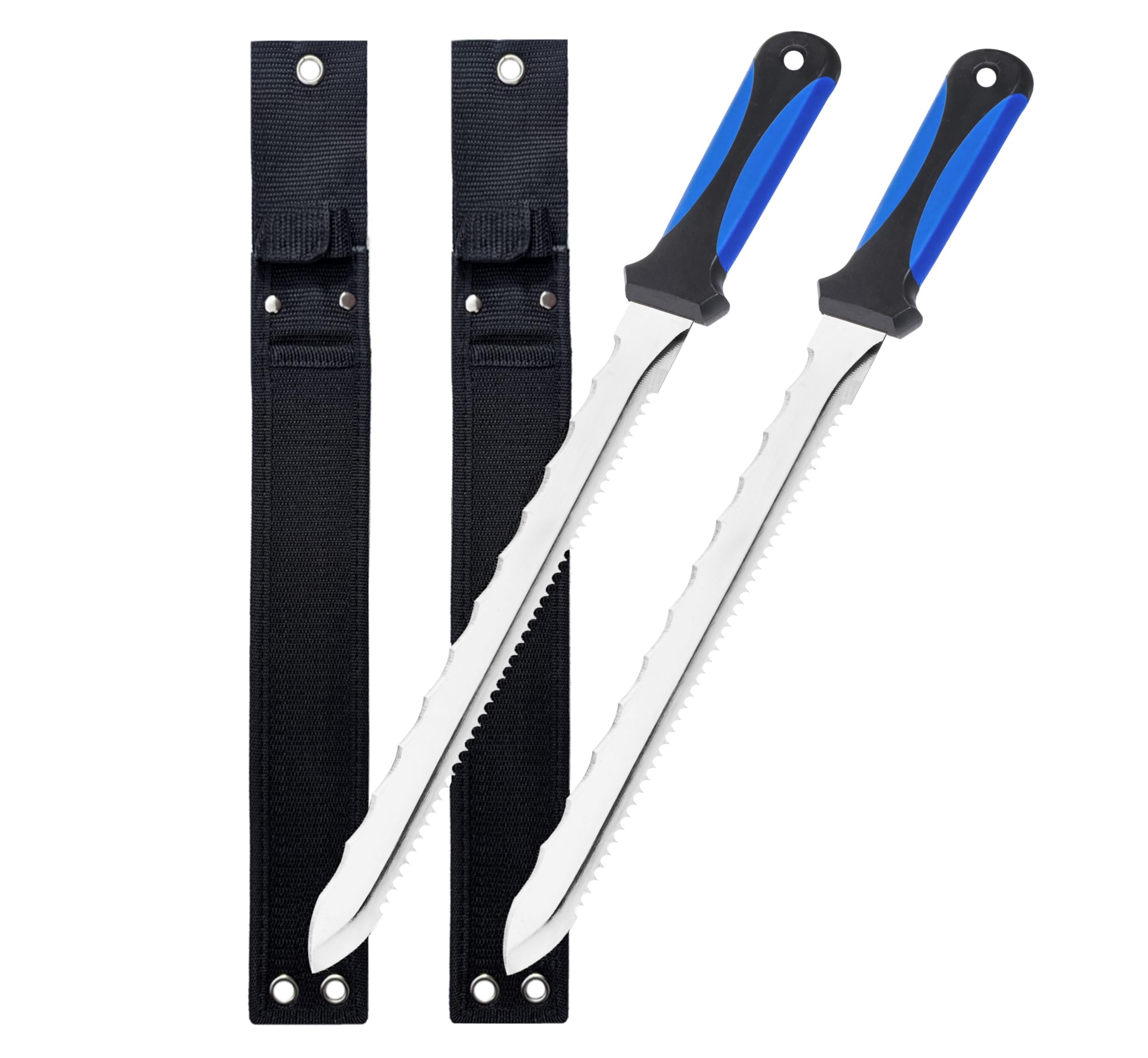 2 x Professional Insulation Knife, Stainless Steel Serrated Saw Foam Cutters for Loft Insulation, Rockwool, Polystyrene & PIR/XPS Foam Board – Ergonomic Two-Component Handle, Safety Sheath