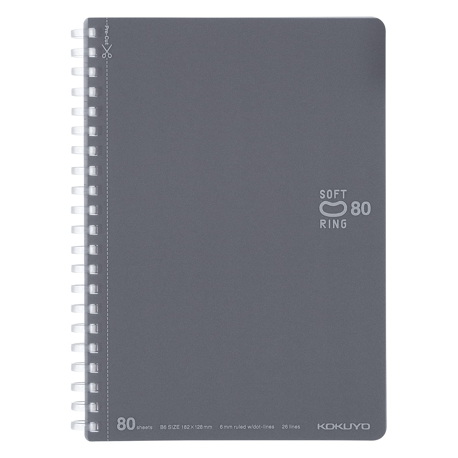 KOKUYO Spiral Lined Notebook, 7.2'' x 5'' Business Journal B6 Soft Ring Notebooks with Dot 6 mm Ruled, 80 Sheets, Dark Gray 1 Subject Notebook, Note Taking for Work. Japan Import (SU-SV348BT-DM) — image 1