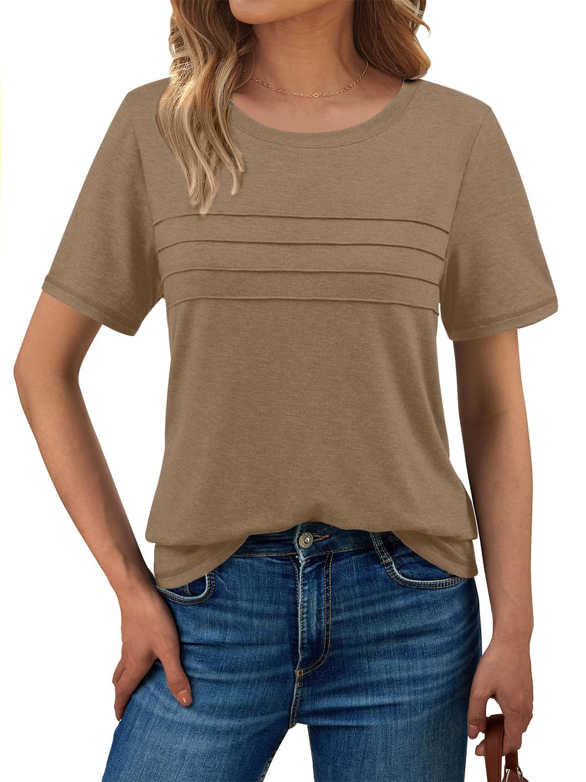 Haslike Damen-T-Shirt, Sommer, lockere Passform, einfarbig, kurzärmelig