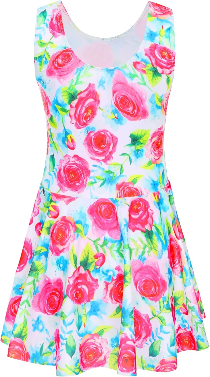Girls Swimsuits Kids One Piece Sleeveless Swimwear Skirted Bathing Suit Summer Swim Dress with UPF 50+ Sun Protection - Image 2