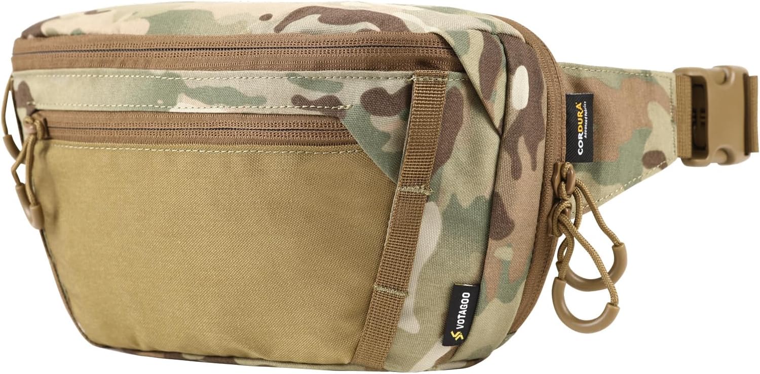 Tactical CCW Fanny Bag, Concealed Carry Fanny Pack w/Adjustable Waist Belt Tactical Waist Bag Handgun Pouch with Universal Pistol Holster, Everyday Hip Pack for Men Travel Outdoor (Range Green)