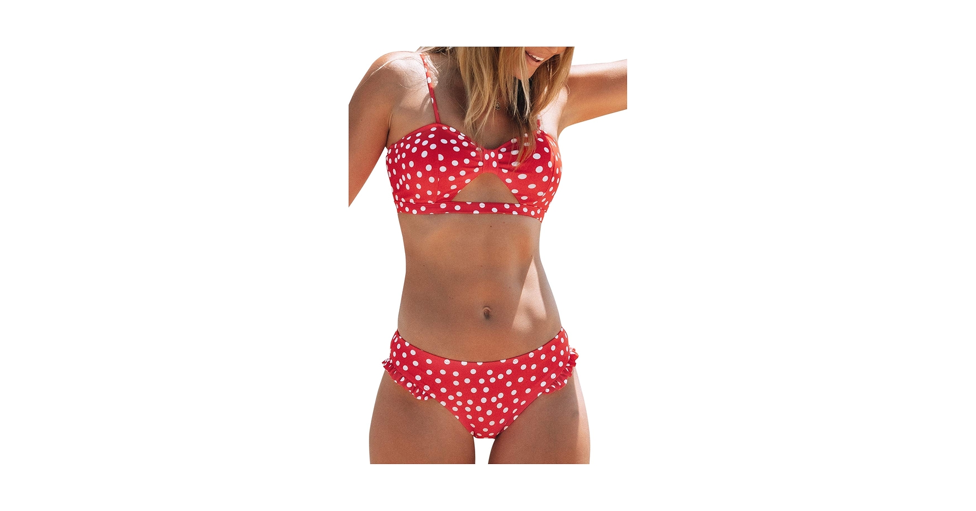 Amazon.com: CUPSHE Women's Bikini Sets Cutout Ruffles Back