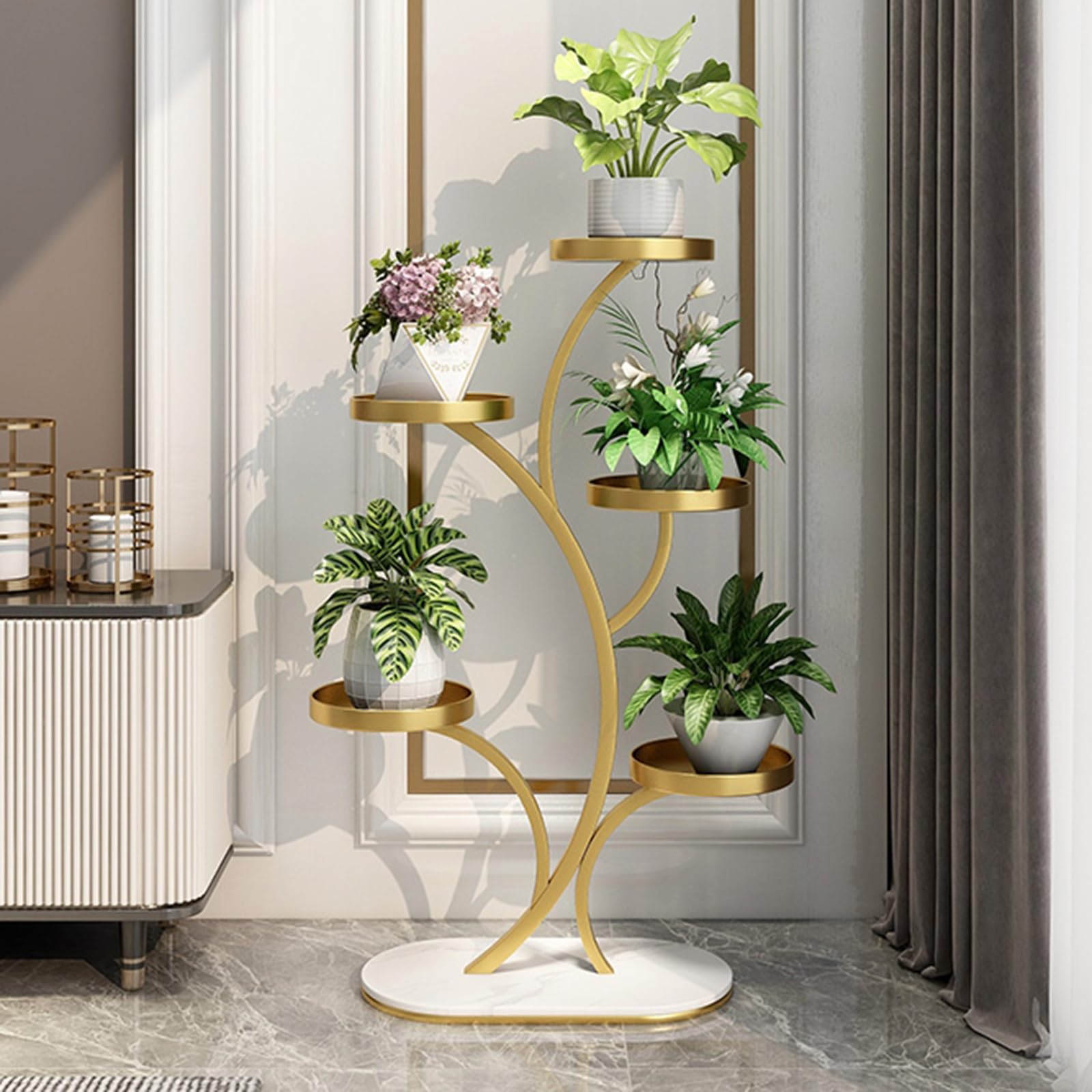 Support à plantes extérieur étagère d'angle en métal pour plusieurs pots de fleurs