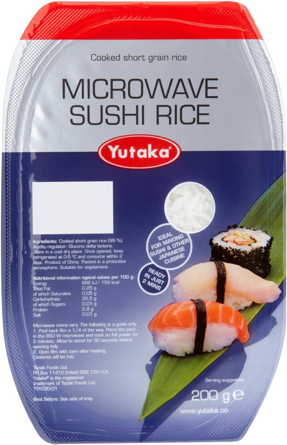 Yutaka Microwave Sushi Rice 200 g (Pack of 8) Amazon.co.uk Grocery