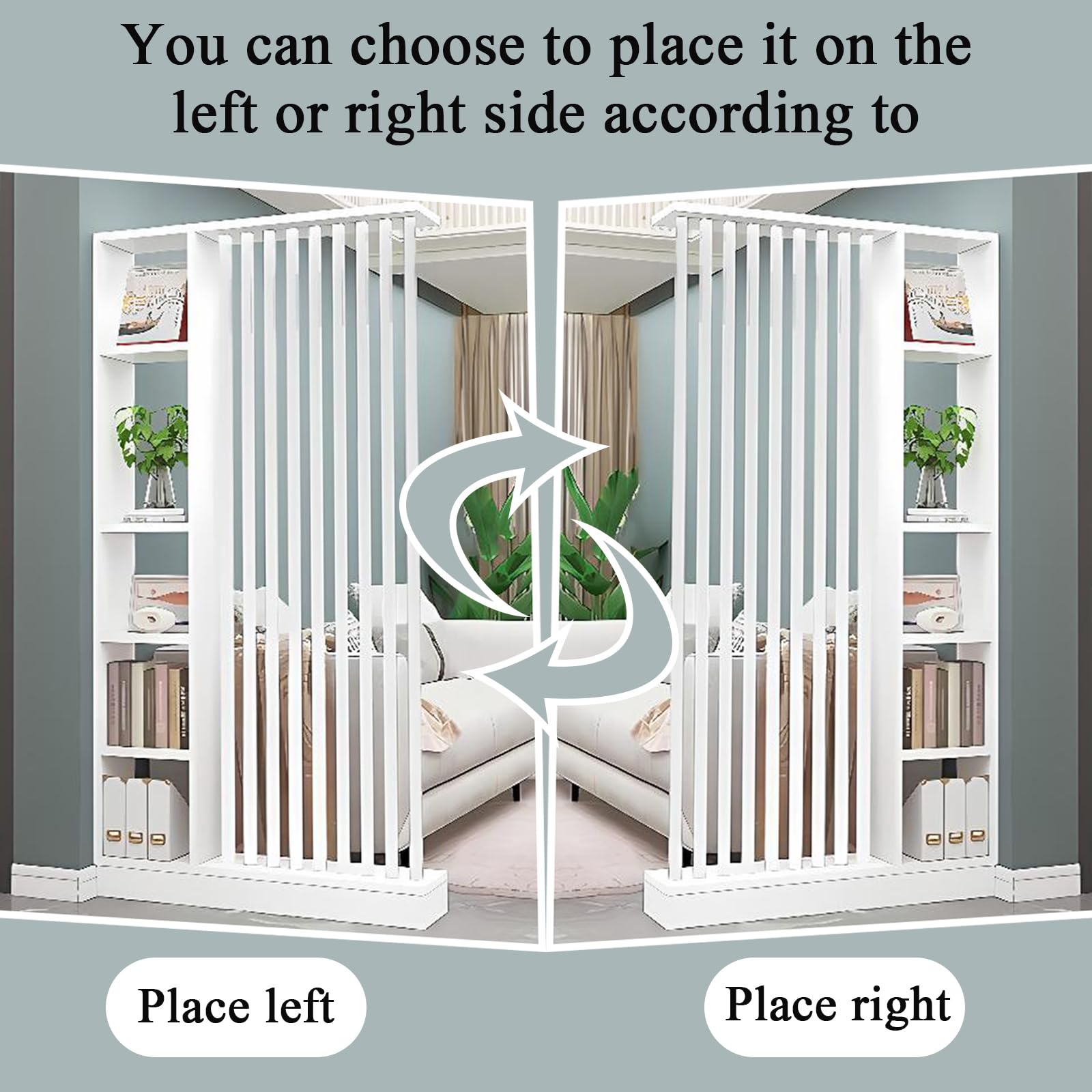 Colonna divisoria per ingresso dal pavimento al soffitto - Divisorio indipendente con ripiani, facile da montare, decorazione indipendente per camera da letto e ufficio (A White+White, 120cm/47.2in)