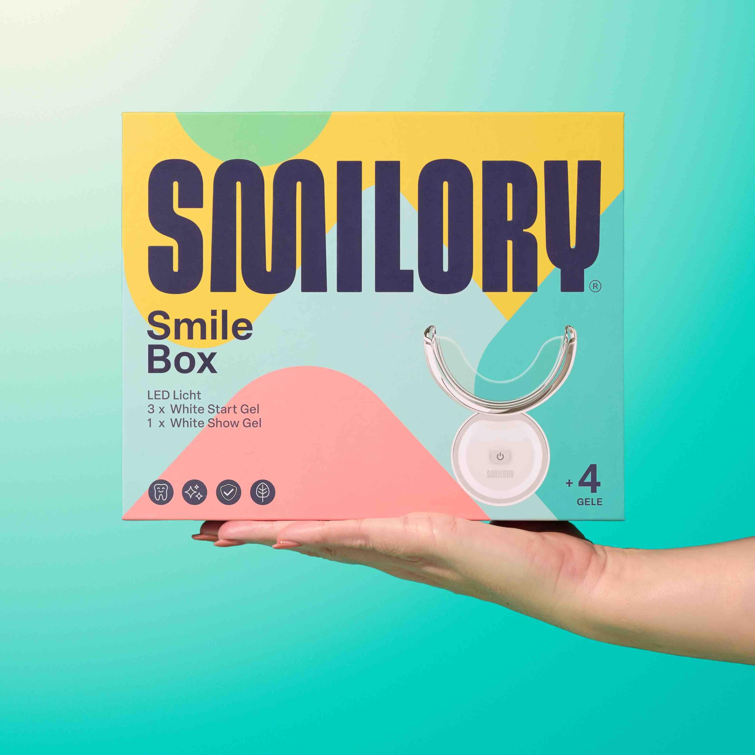 Smile Box - Kit professionale per sbiancamento dei denti bianchi - sbiancamento a lunga durata con aloe vera e olio di menta fresco