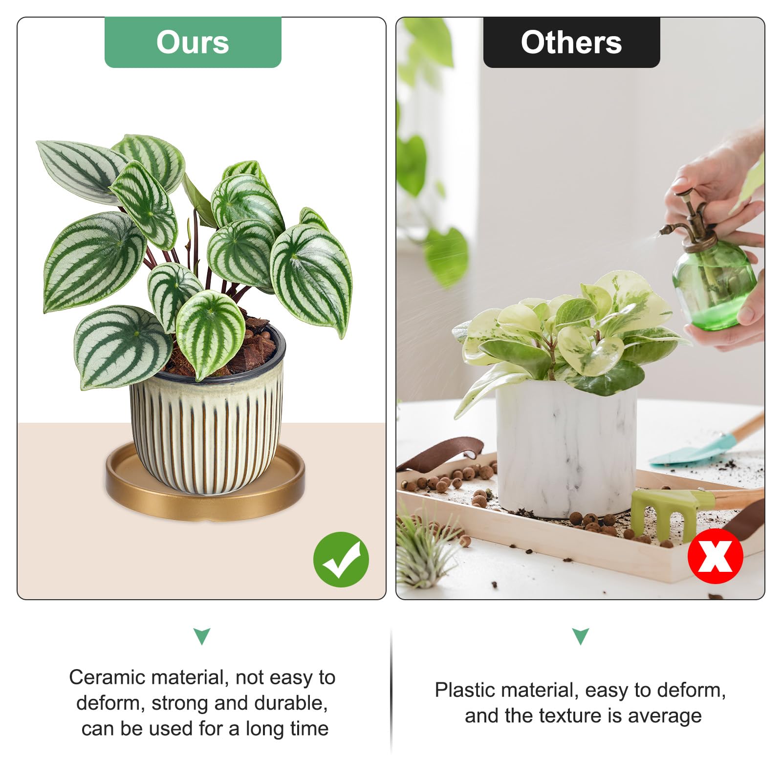 M METERXITY 2-Pack Ceramic Plant Saucer, 6.3 Inch 16cm Plant Water Catcher Tray - Image 4