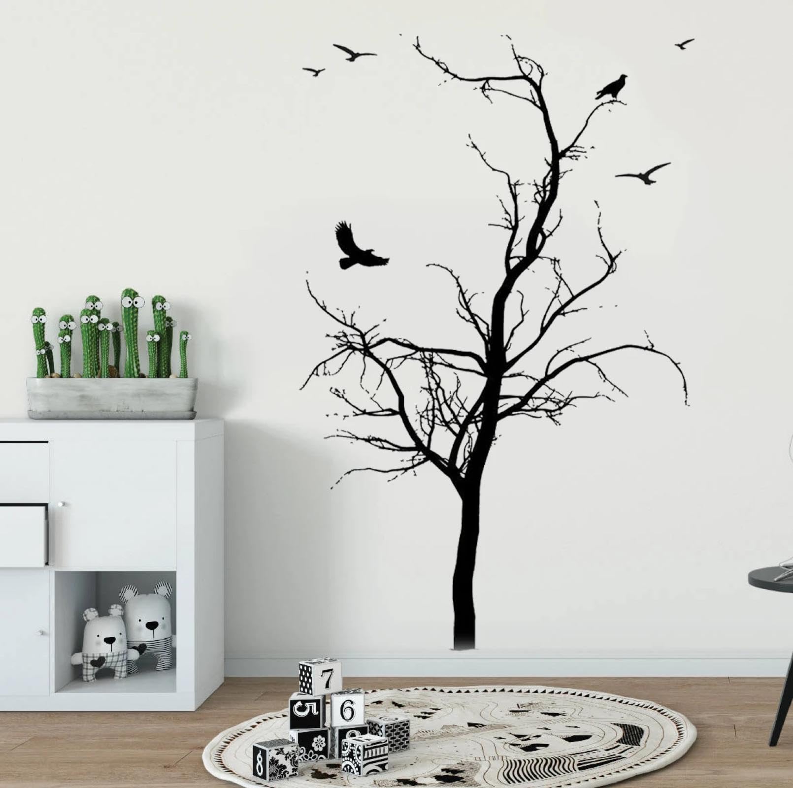 YOUOUSI Birds, Tree Branches, Winter Tree Landscape wall Decals, Bedroom and Living Room Decorations, Winter Art Pieces, Eagle Home wall Art Stickers