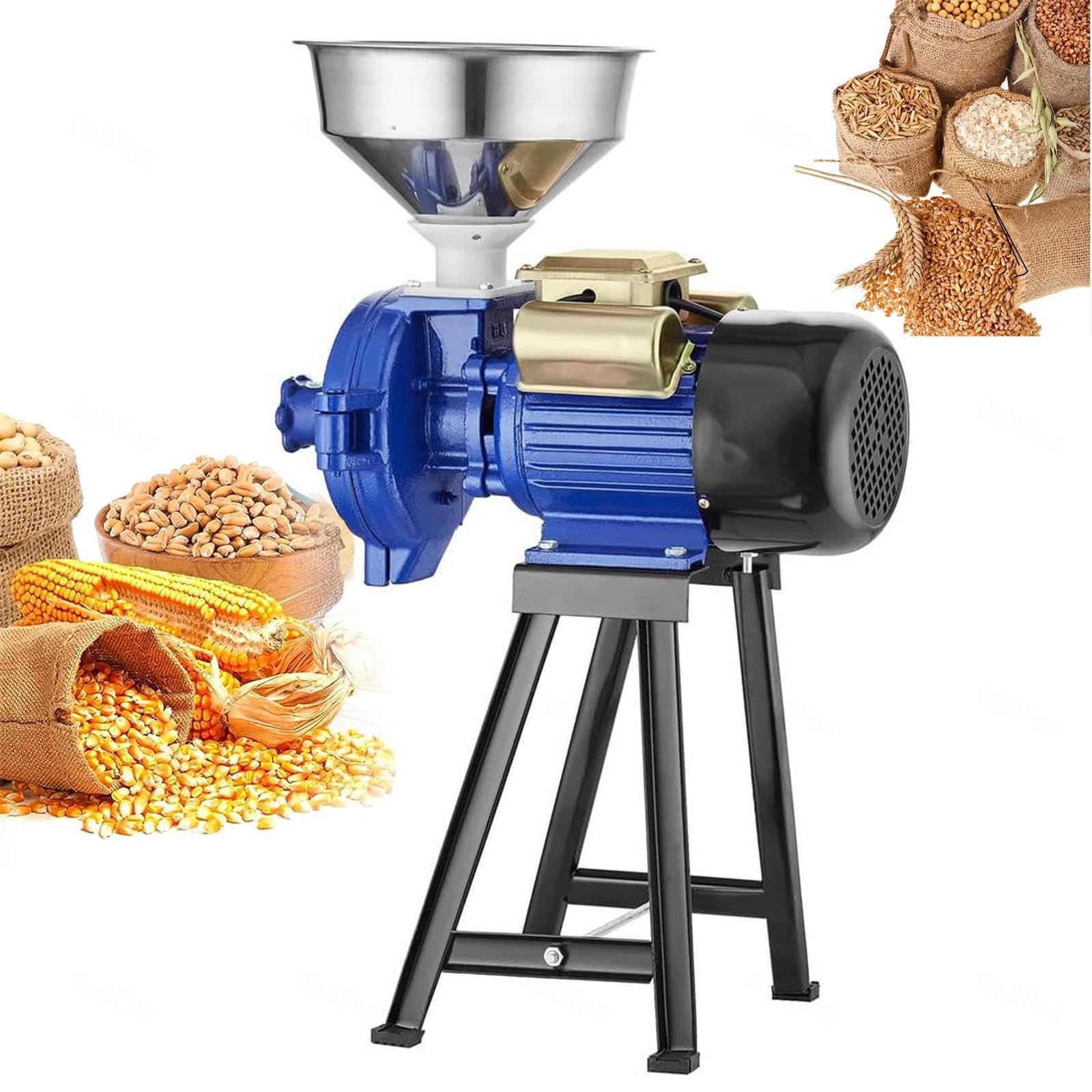 Xyfgodem One Colour Electric Grain Mill 3000W — Commercial Spice And Wheat Corn Grinder With Funnel Dry Feed Grinder Heavy Duty
