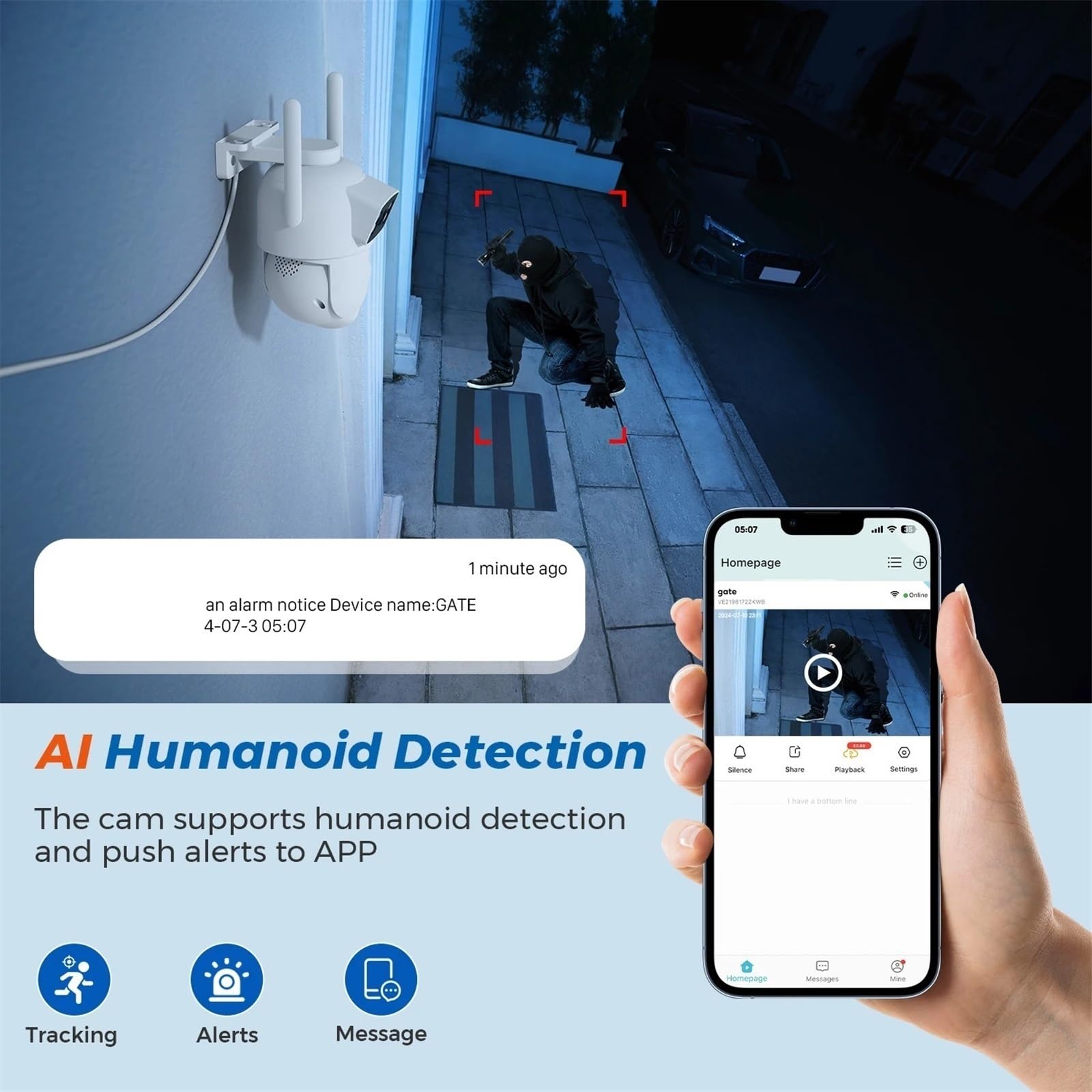 Kamera bezpieczeństwa Wi-Fi 8MP z podwójnym obiektywem i podwójnym ekranem, kamera do monitoringu zewnętrznego, noktowizor, detekcja ruchu, CCTV, kamera IP PTZ(8MP Add 128G Card)