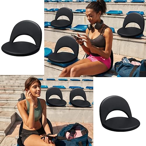 Miniatura 5 de Geetery Asientos de estadio plegables para gradas con respaldo y cojín, silla de estadio acolchada ancha, silla de piso plegable para eventos