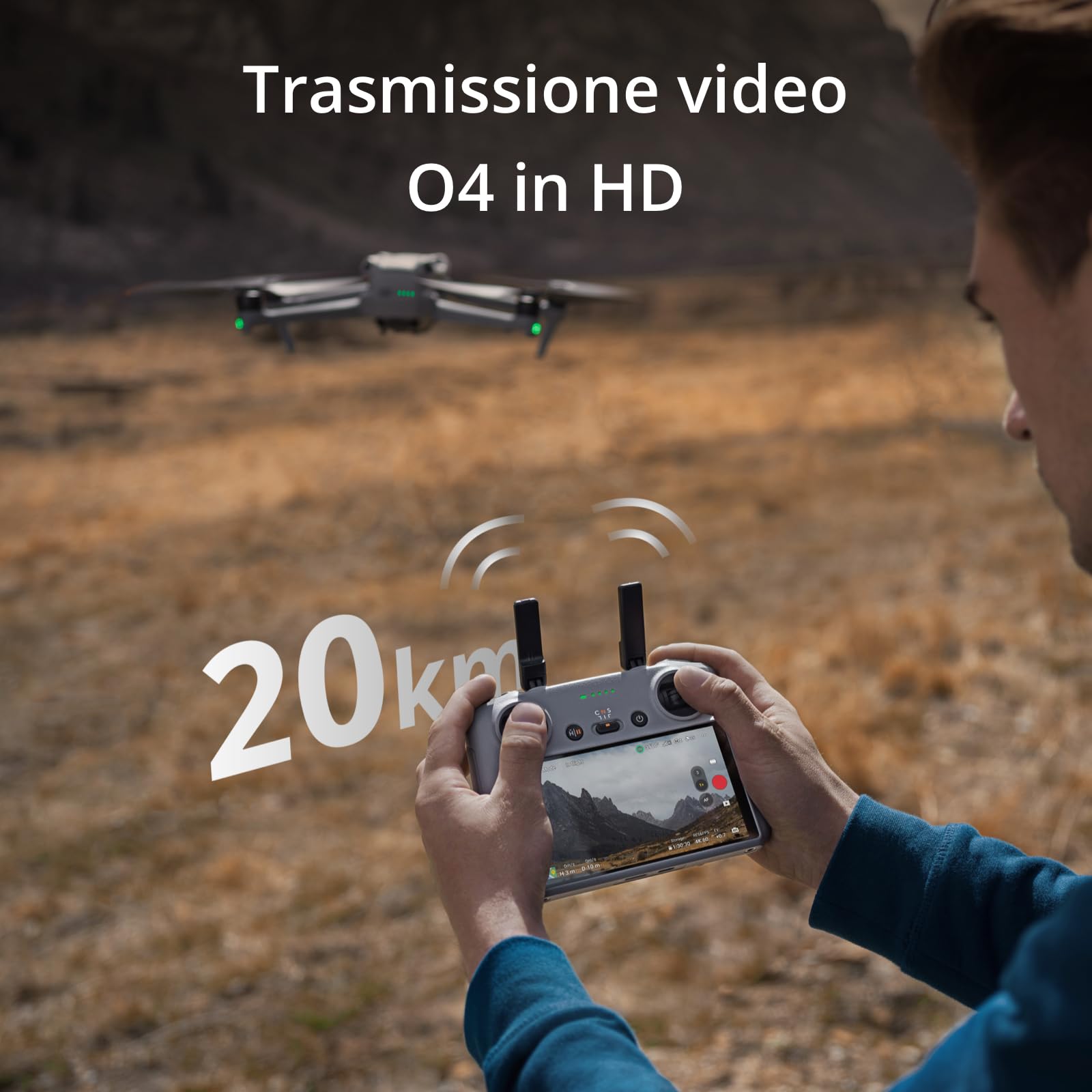 DJI RC 2, radiocomando per Flip/ Air 3/Mini 4 Pro, processore di generazione, trasmissione O4 da 20 km, schermo FHD da 5,5", antenne 2T4R, controller intelligente leggero e compatto