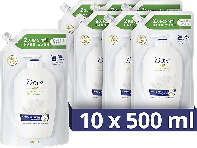 Dove Deeply Nourishing Liquid Hand Soap Refill - 10x500ml Value Pack