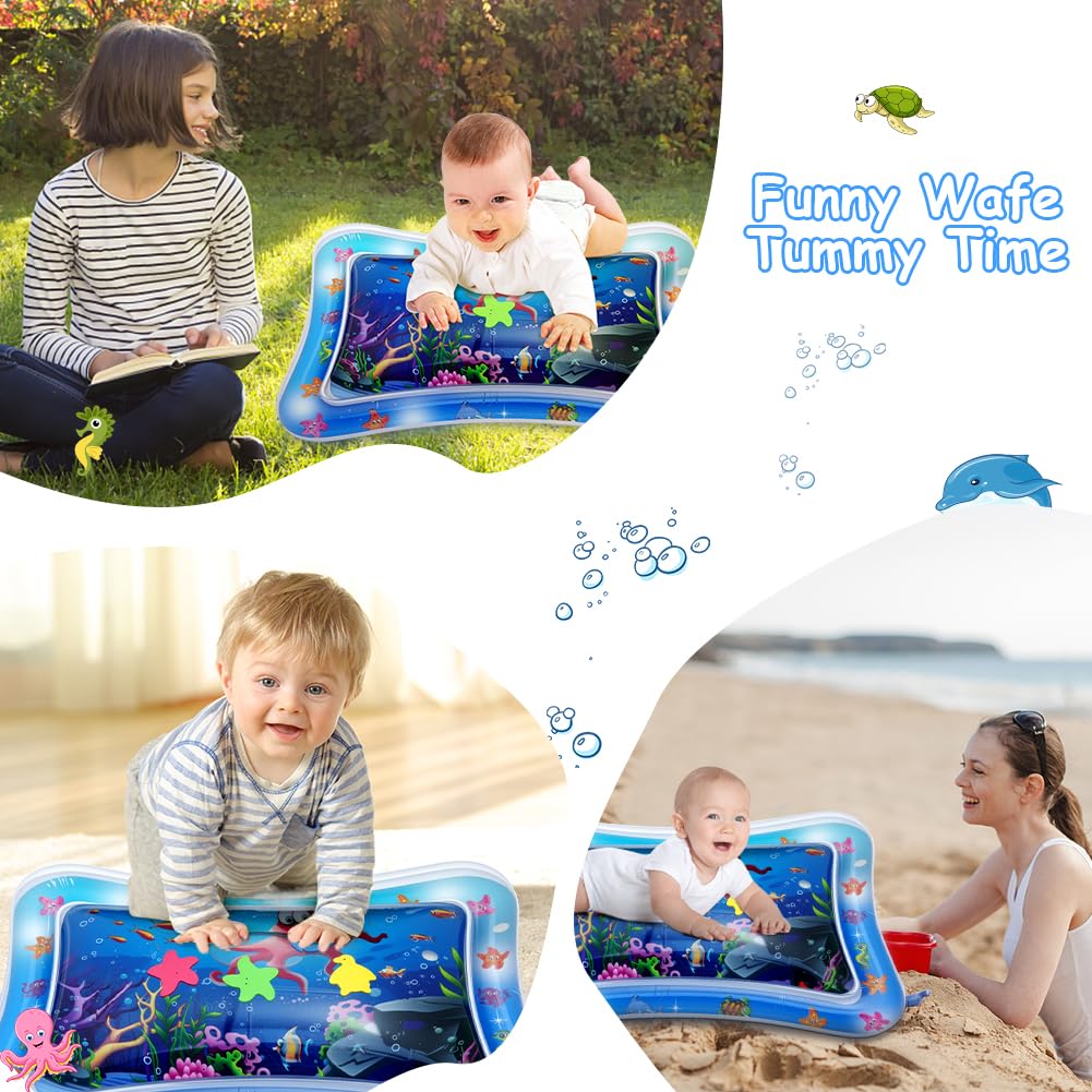 Aolso Tappetino Gonfiabile per Neonati, 68x51cm Tappetino Tummy Time Gonfiabile, Baby Water Mat in PVC Tappetino Gonfiabile per Neonati senza BPA, Rafforza i Muscoli del Tuo Bambino, Modello di Polpo