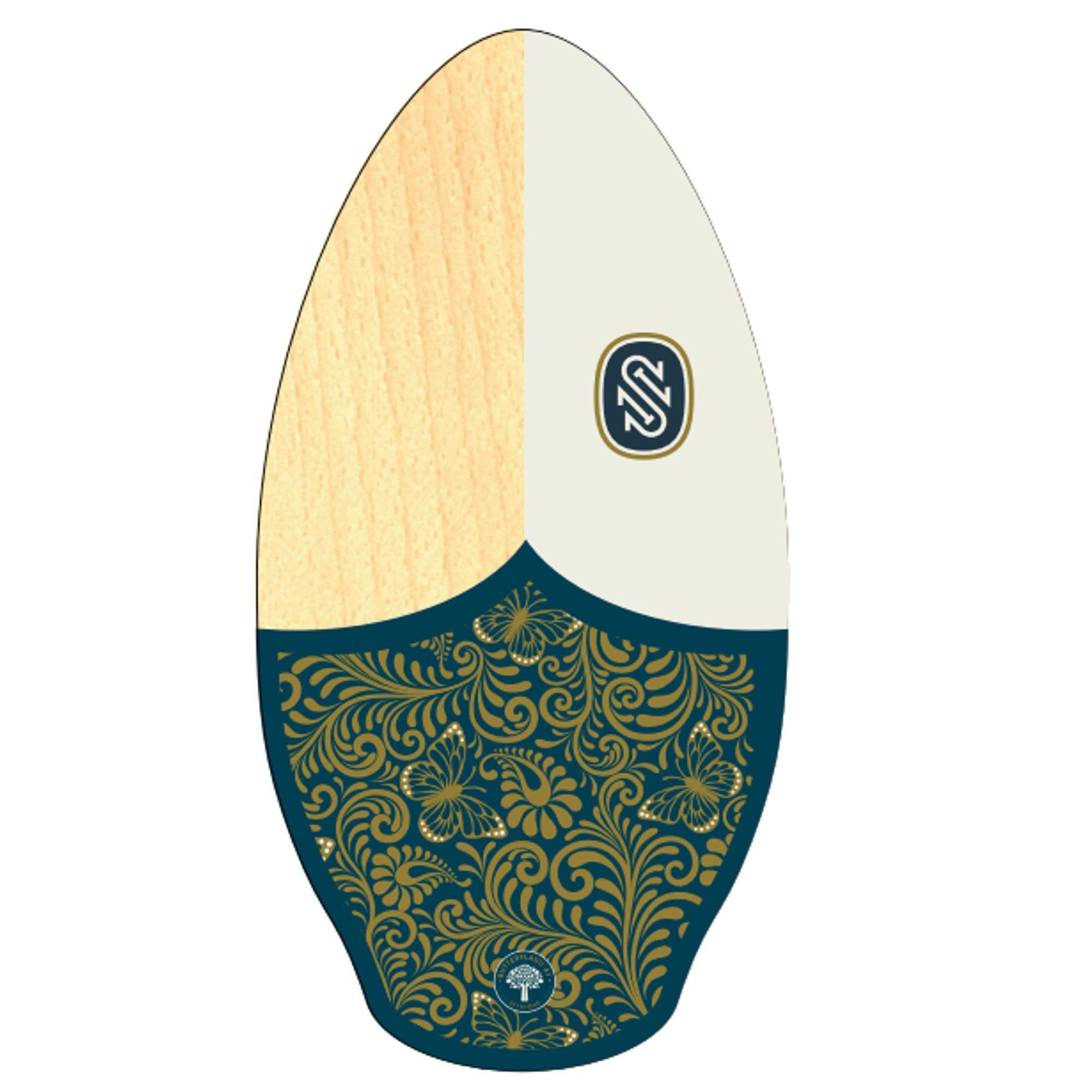 SkimOne 41 Skimboard en bois Motif papillons Blanc/bleu 105 cm