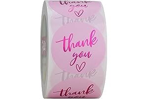 Pink Thank You Stickers for Small Businesses (1.5 inch Diameter)