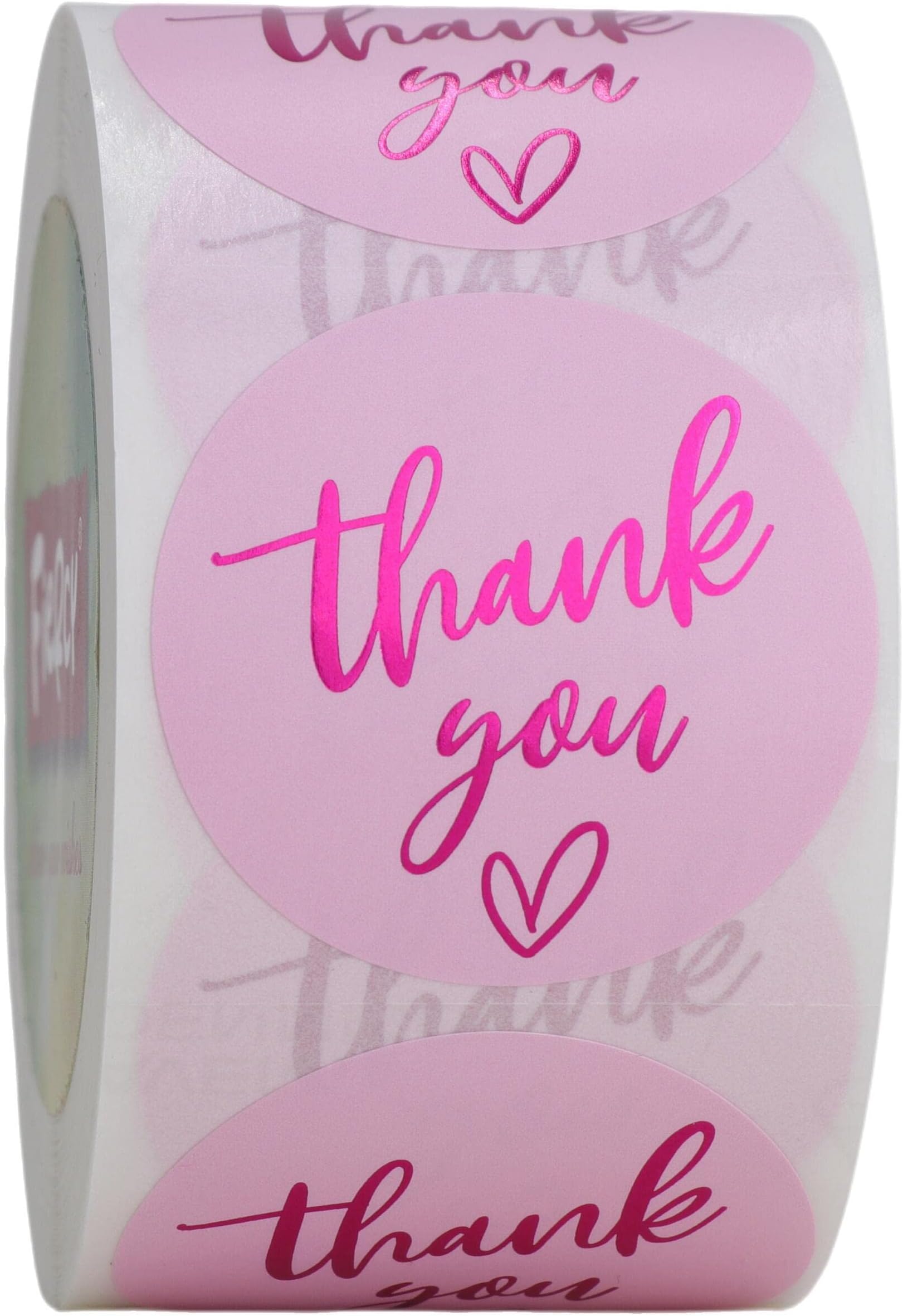 (3 Sizes-1.5") Pink Thank You Stickers, 1.5 inch Thank You Sticker Labels Roll, 500 Gold Foil Thank You Stickers Small Business, Adhensive Labels for Small Business Supplies (1.5 inch)